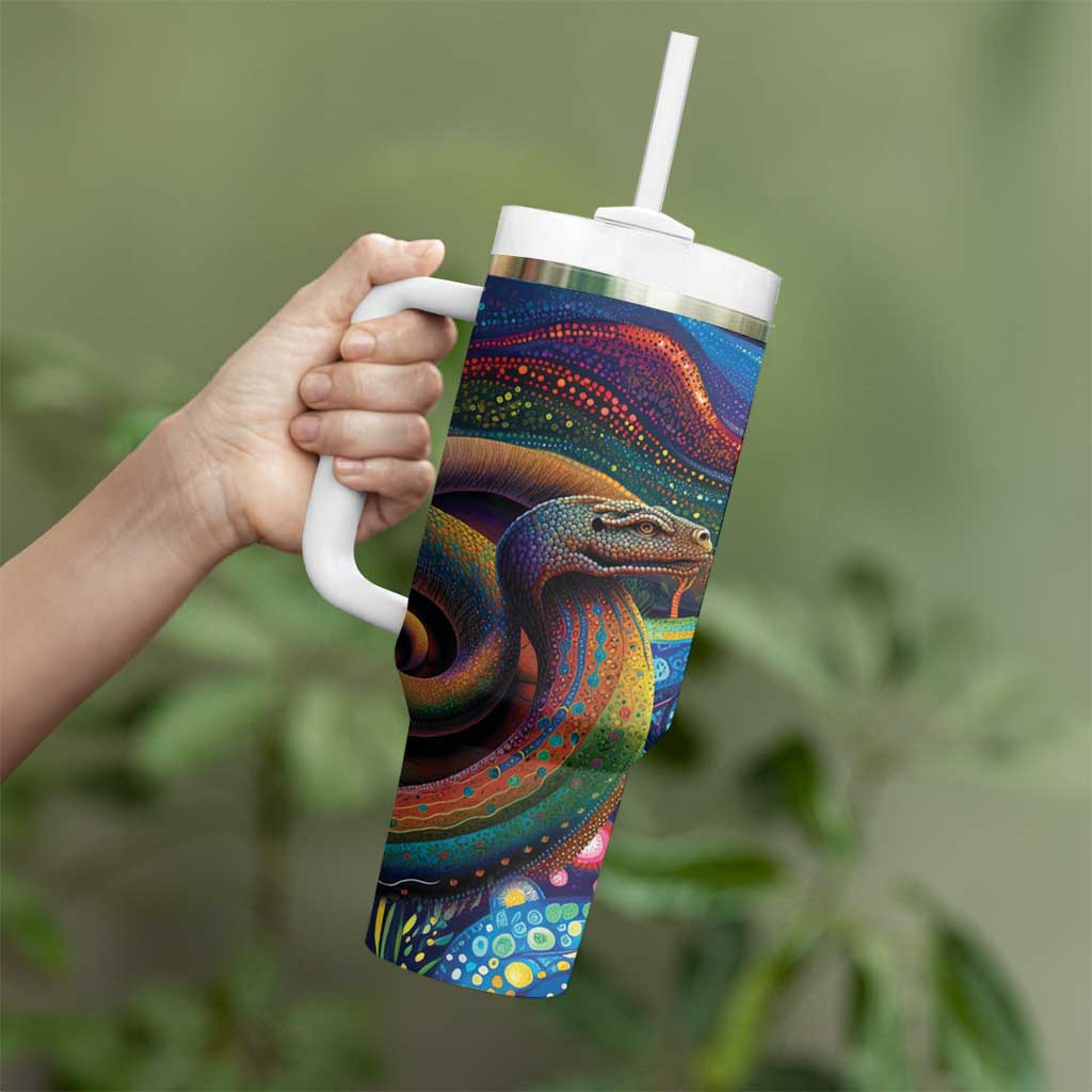 Aboriginal Dreamtime Rainbow Serpent Tumbler With Handle