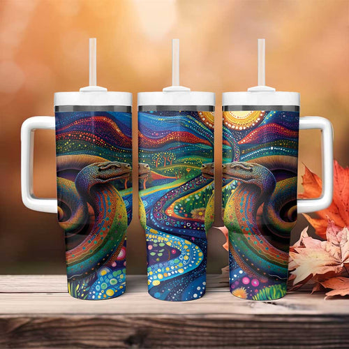 Aboriginal Dreamtime Rainbow Serpent Tumbler With Handle