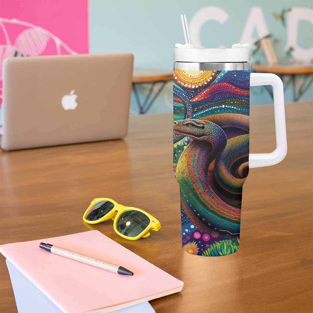 Aboriginal Dreamtime Rainbow Serpent Tumbler With Handle