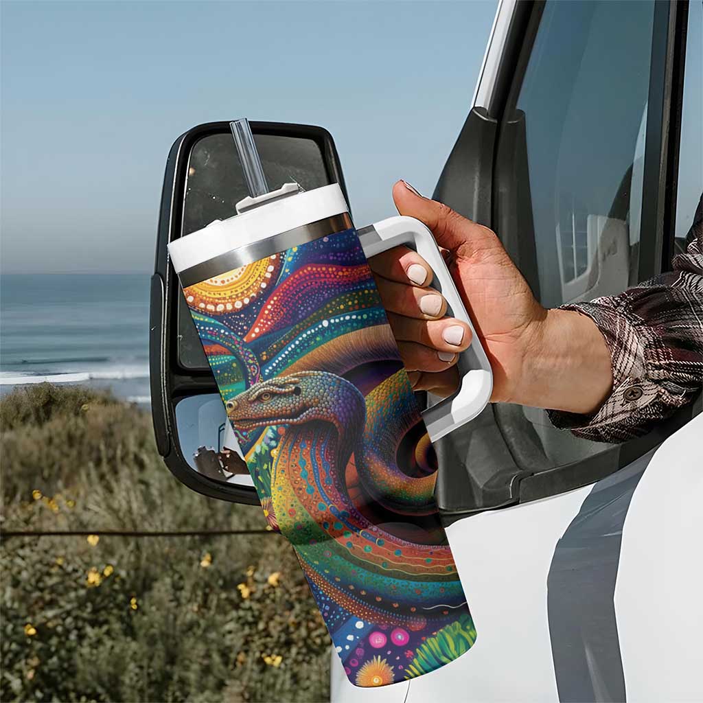 Aboriginal Dreamtime Rainbow Serpent Tumbler With Handle