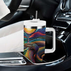 Aboriginal Dreamtime Rainbow Serpent Tumbler With Handle