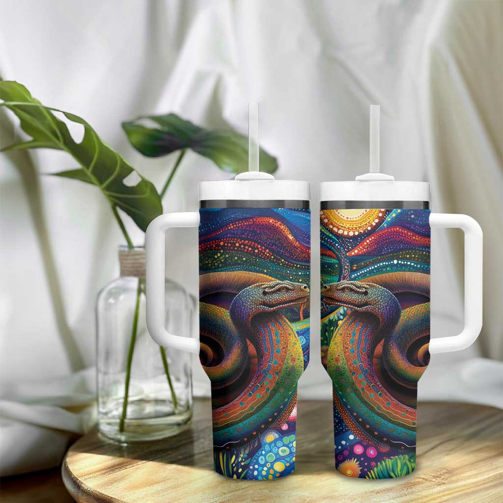 Aboriginal Dreamtime Rainbow Serpent Tumbler With Handle