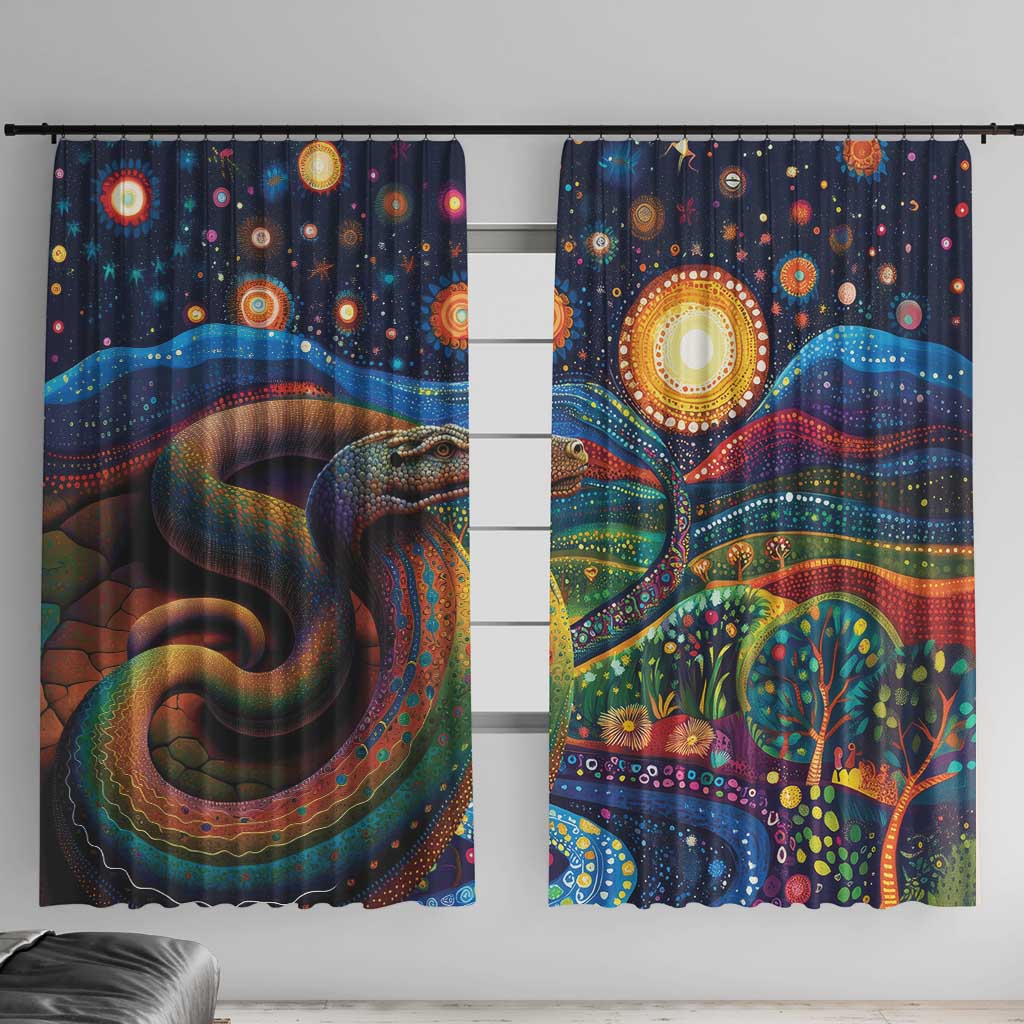 Aboriginal Dreamtime Rainbow Serpent Window Curtain