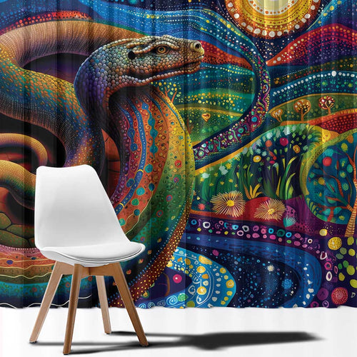 Aboriginal Dreamtime Rainbow Serpent Window Curtain