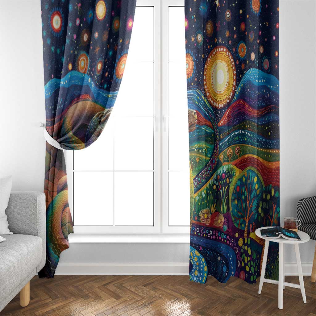 Aboriginal Dreamtime Rainbow Serpent Window Curtain