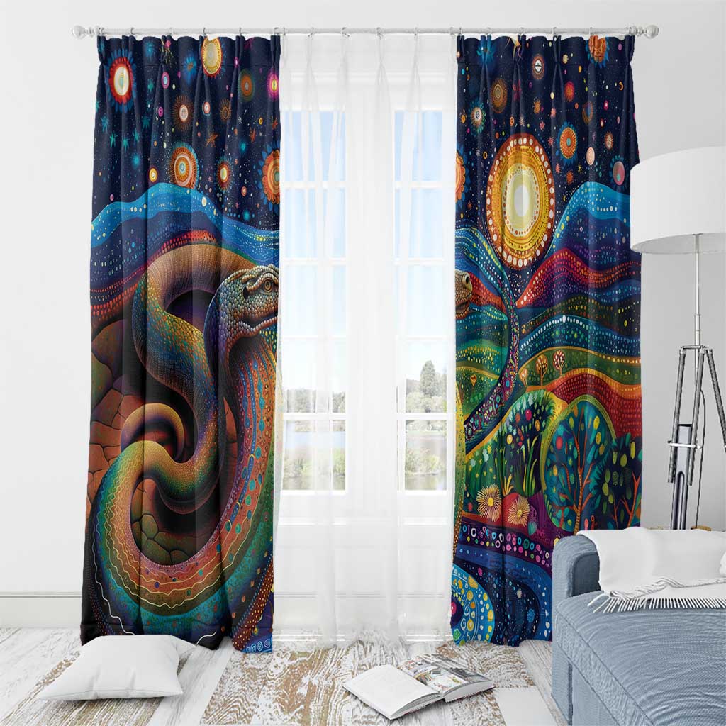 Aboriginal Dreamtime Rainbow Serpent Window Curtain