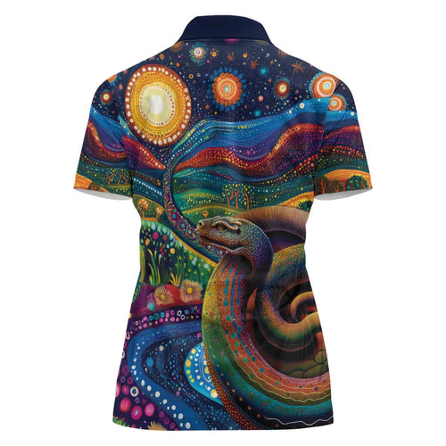 Aboriginal Dreamtime Rainbow Serpent Women Polo Shirt