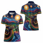Aboriginal Dreamtime Rainbow Serpent Women Polo Shirt