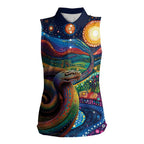 Aboriginal Dreamtime Rainbow Serpent Women Sleeveless Polo Shirt
