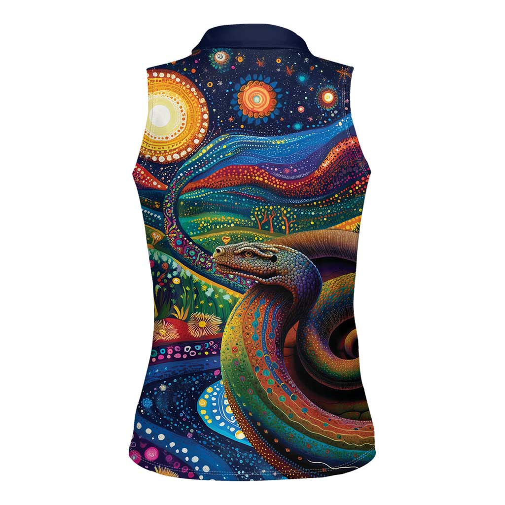 Aboriginal Dreamtime Rainbow Serpent Women Sleeveless Polo Shirt
