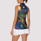Aboriginal Dreamtime Rainbow Serpent Women Sleeveless Polo Shirt