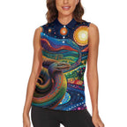 Aboriginal Dreamtime Rainbow Serpent Women Sleeveless Polo Shirt