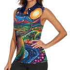 Aboriginal Dreamtime Rainbow Serpent Women Sleeveless Polo Shirt