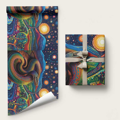 Aboriginal Dreamtime Rainbow Serpent Wrapping Paper - Aussie Hoodie