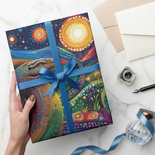 Aboriginal Dreamtime Rainbow Serpent Wrapping Paper - Aussie Hoodie