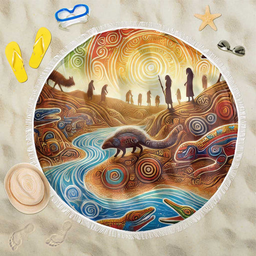Aboriginal Dreamtime Animals Stories Beach Blanket
