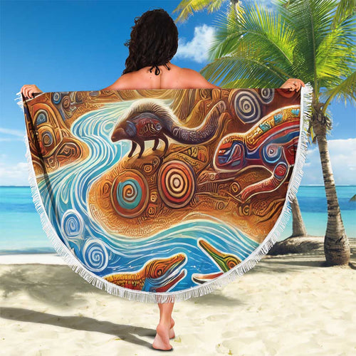 Aboriginal Dreamtime Animals Stories Beach Blanket