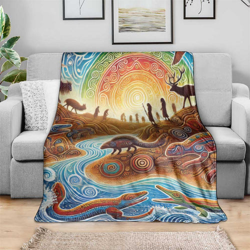 Aboriginal Dreamtime Animals Stories Blanket