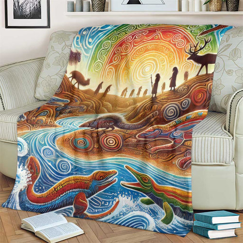 Aboriginal Dreamtime Animals Stories Blanket