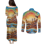 Aboriginal Dreamtime Animals Stories Couples Matching Puletasi and Long Sleeve Button Shirt