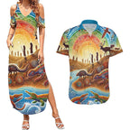 Aboriginal Dreamtime Animals Stories Couples Matching Summer Maxi Dress and Hawaiian Shirt