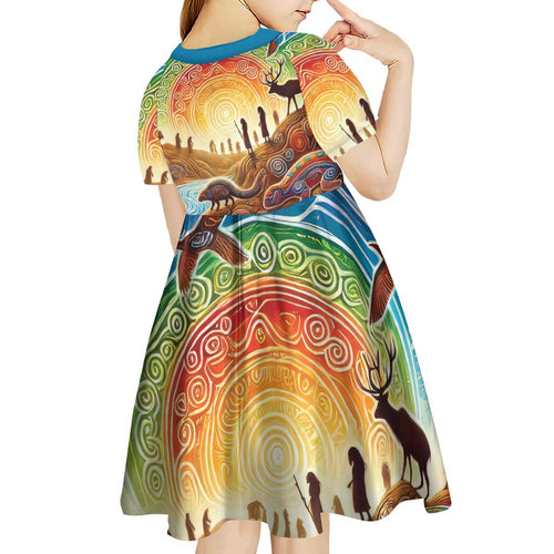 Aboriginal Dreamtime Animals Stories Kid Short Sleeve Dress