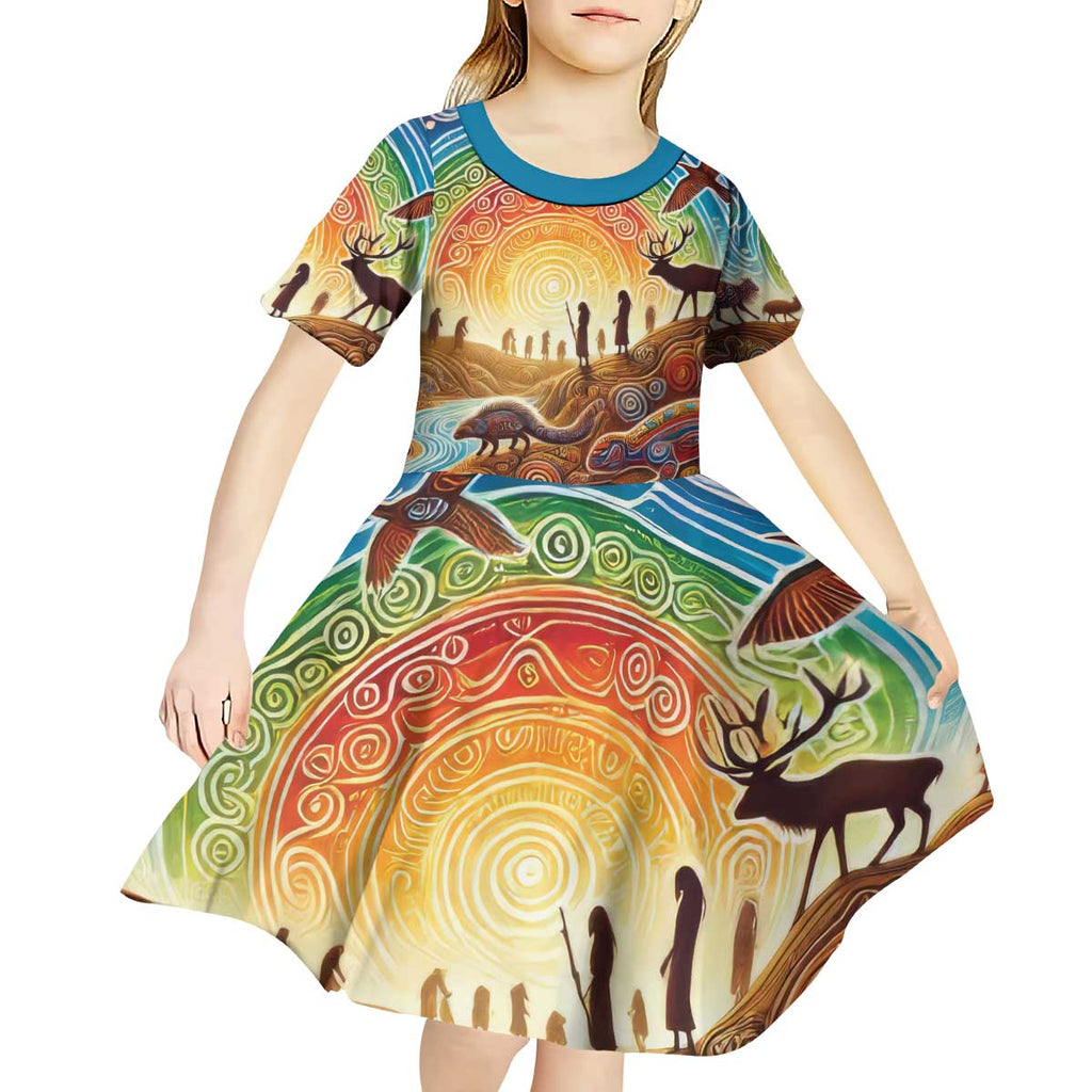 Aboriginal Dreamtime Animals Stories Kid Short Sleeve Dress