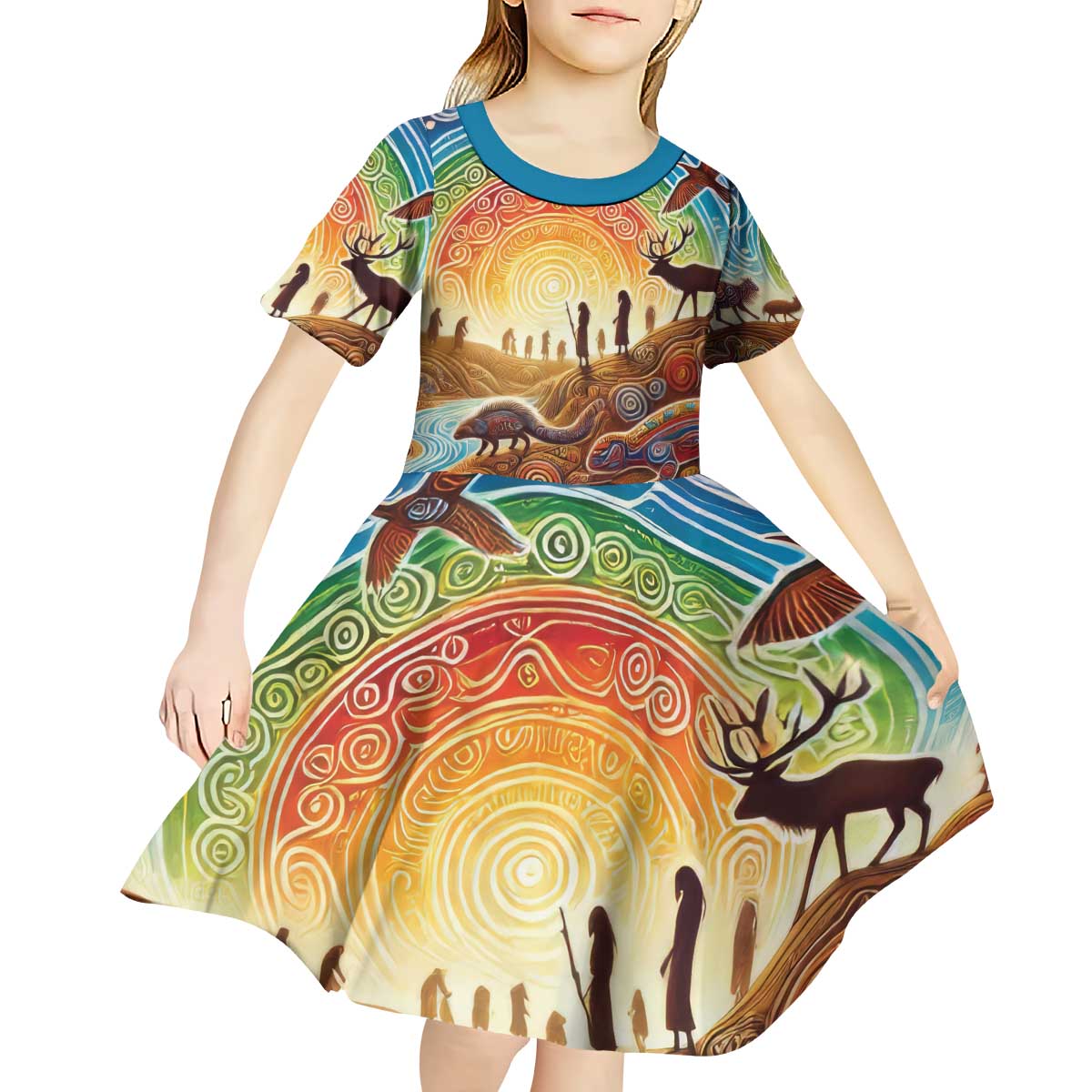 Aboriginal Dreamtime Animals Stories Kid Short Sleeve Dress
