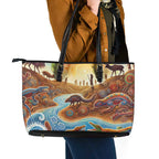 Aboriginal Dreamtime Animals Stories Leather Tote Bag