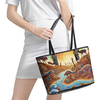 Aboriginal Dreamtime Animals Stories Leather Tote Bag