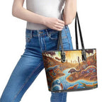 Aboriginal Dreamtime Animals Stories Leather Tote Bag