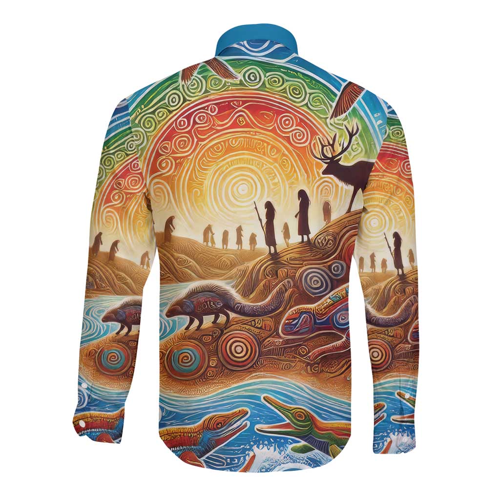 Aboriginal Dreamtime Animals Stories Long Sleeve Button Shirt