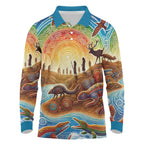 Aboriginal Dreamtime Animals Stories Long Sleeve Polo Shirt