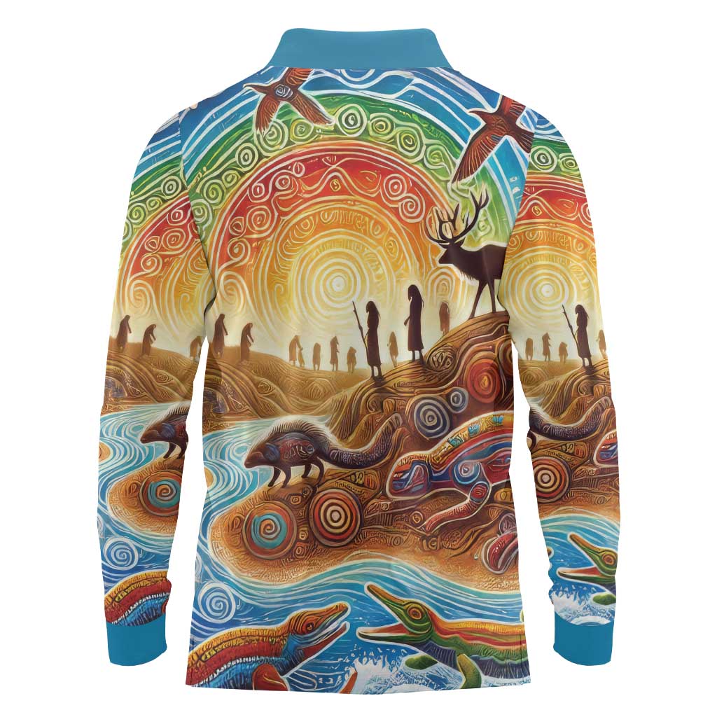 Aboriginal Dreamtime Animals Stories Long Sleeve Polo Shirt