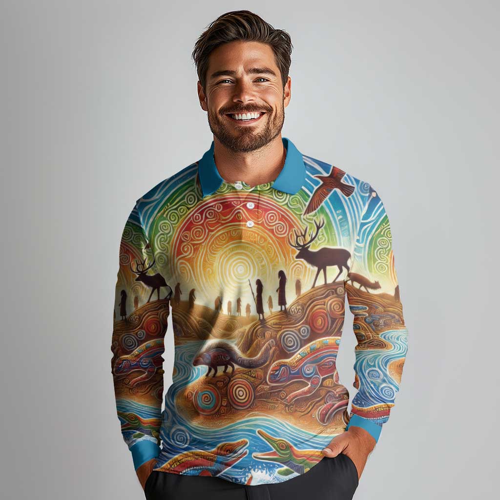Aboriginal Dreamtime Animals Stories Long Sleeve Polo Shirt