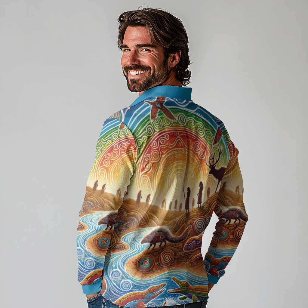 Aboriginal Dreamtime Animals Stories Long Sleeve Polo Shirt