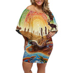 Aboriginal Dreamtime Animals Stories Off Shoulder Short Dress