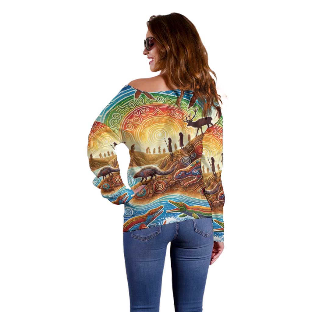 Aboriginal Dreamtime Animals Stories Off Shoulder Sweater