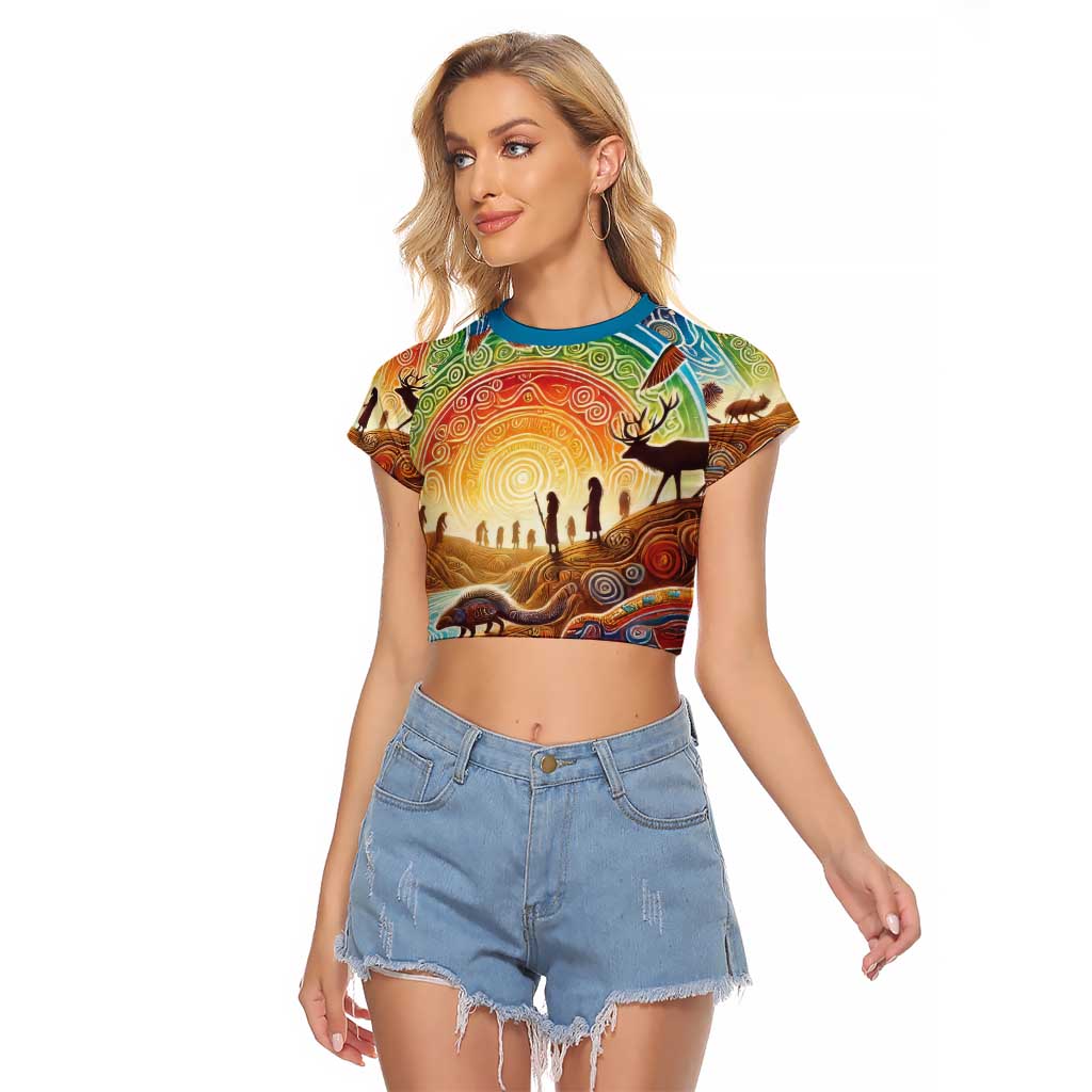 Aboriginal Dreamtime Animals Stories Raglan Cropped T Shirt