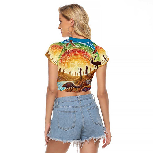 Aboriginal Dreamtime Animals Stories Raglan Cropped T Shirt