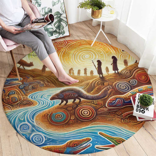 Aboriginal Dreamtime Animals Stories Round Carpet