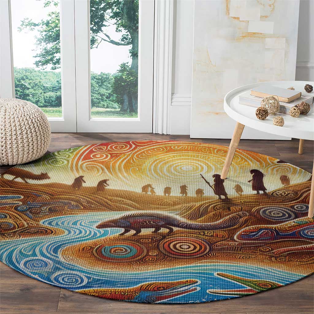 Aboriginal Dreamtime Animals Stories Round Carpet