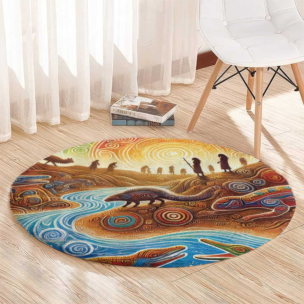 Aboriginal Dreamtime Animals Stories Round Carpet