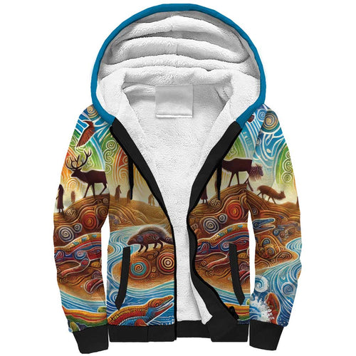 Aboriginal Dreamtime Animals Stories Sherpa Hoodie