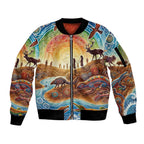Aboriginal Dreamtime Animals Stories Sleeve Zip Bomber Jacket