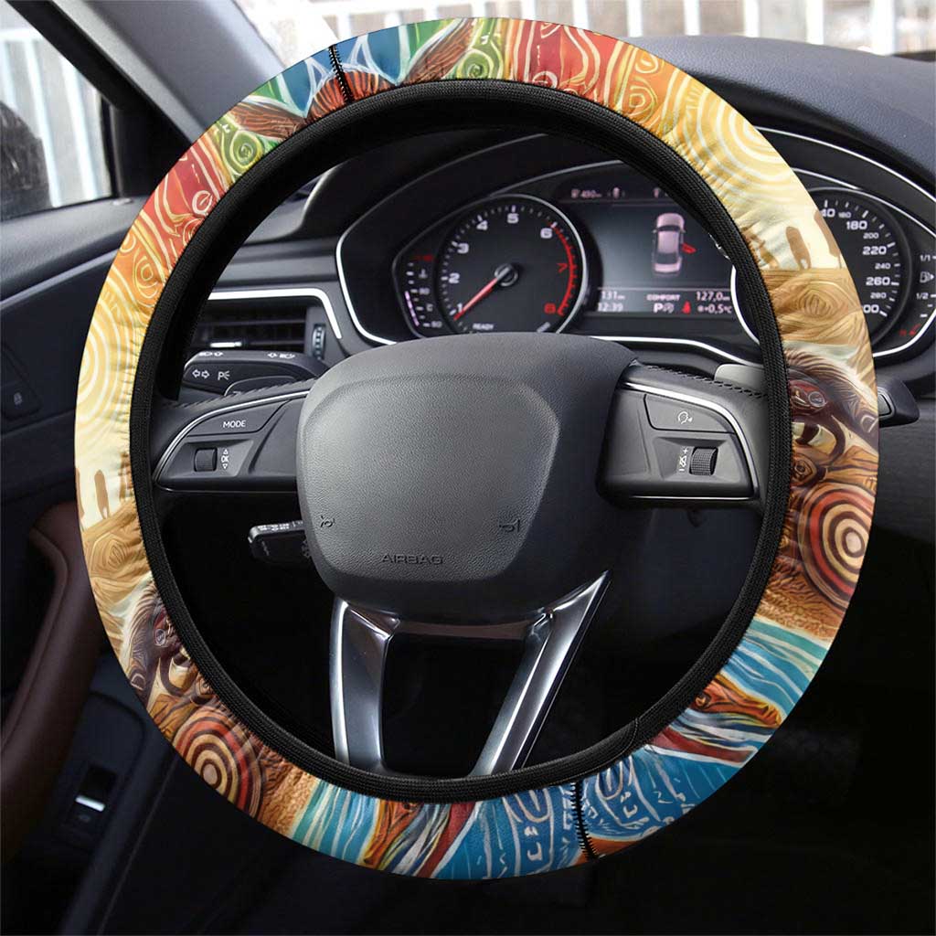 Aboriginal Dreamtime Animals Stories Steering Wheel Cover