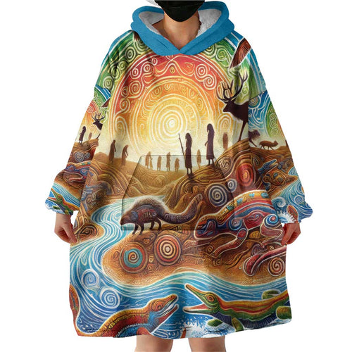 Aboriginal Dreamtime Animals Stories Wearable Blanket Hoodie