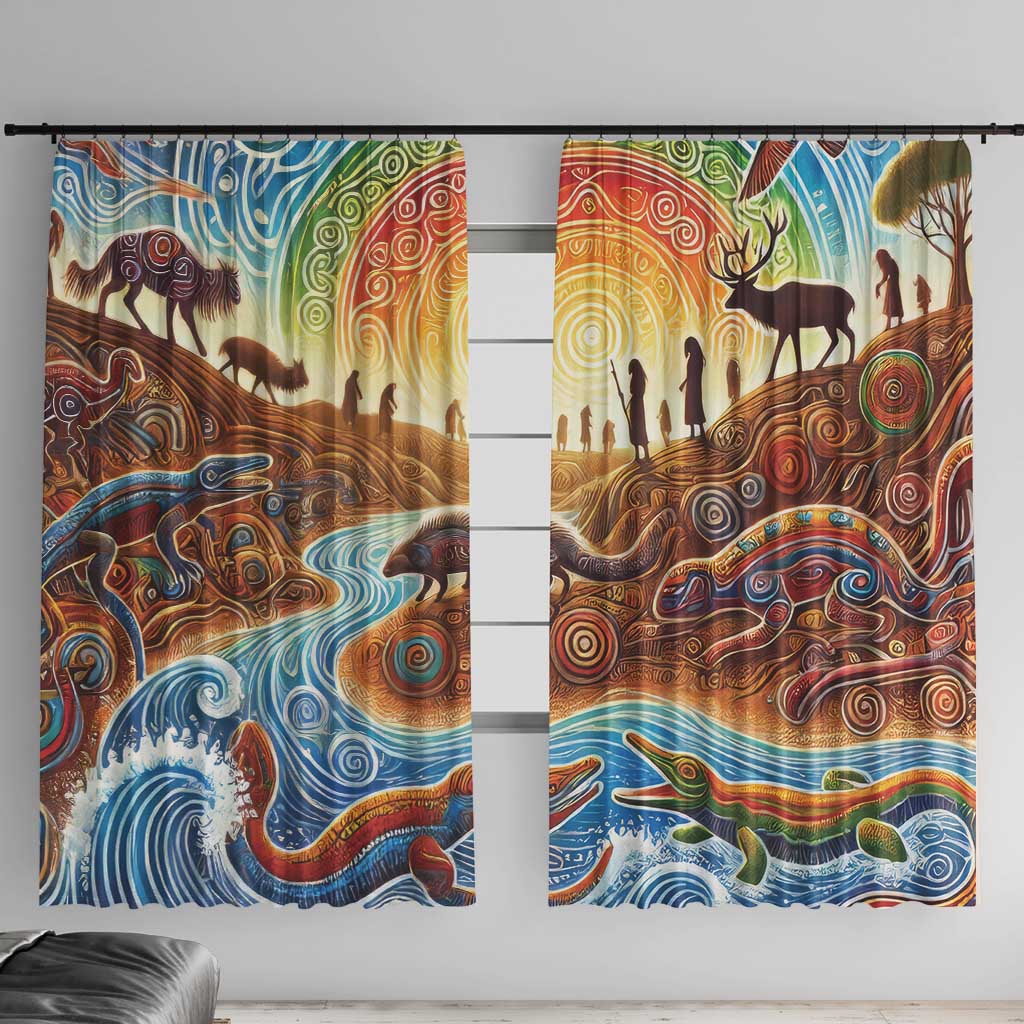 Aboriginal Dreamtime Animals Stories Window Curtain