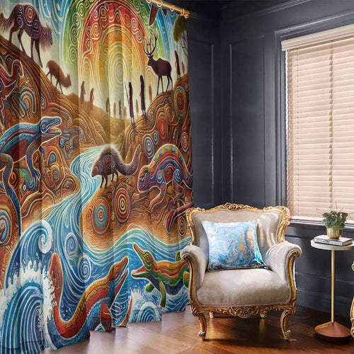 Aboriginal Dreamtime Animals Stories Window Curtain