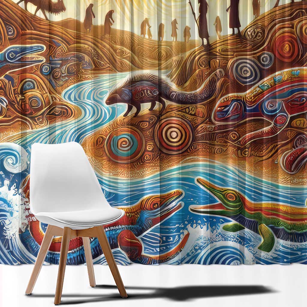 Aboriginal Dreamtime Animals Stories Window Curtain